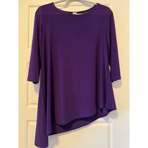 Purple Knit Asymmetric Hem Tunic Top, Women's Size S